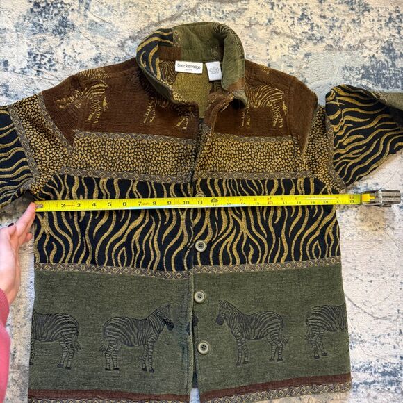 Vintage Breckenridge Safari Zebra Tapestry Jacket Womens Petite L PL - Picture 6 of 7